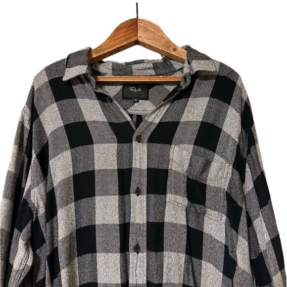RAILS Lennox Brushed Black Charcoal Gray Buffalo Plaid Flannel Button Shirt XXL - Picture 4 of 9